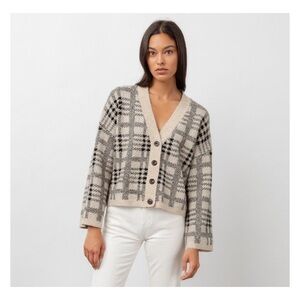 Rails Reese Cardigan in Black Oatmeal Plaid - XL
